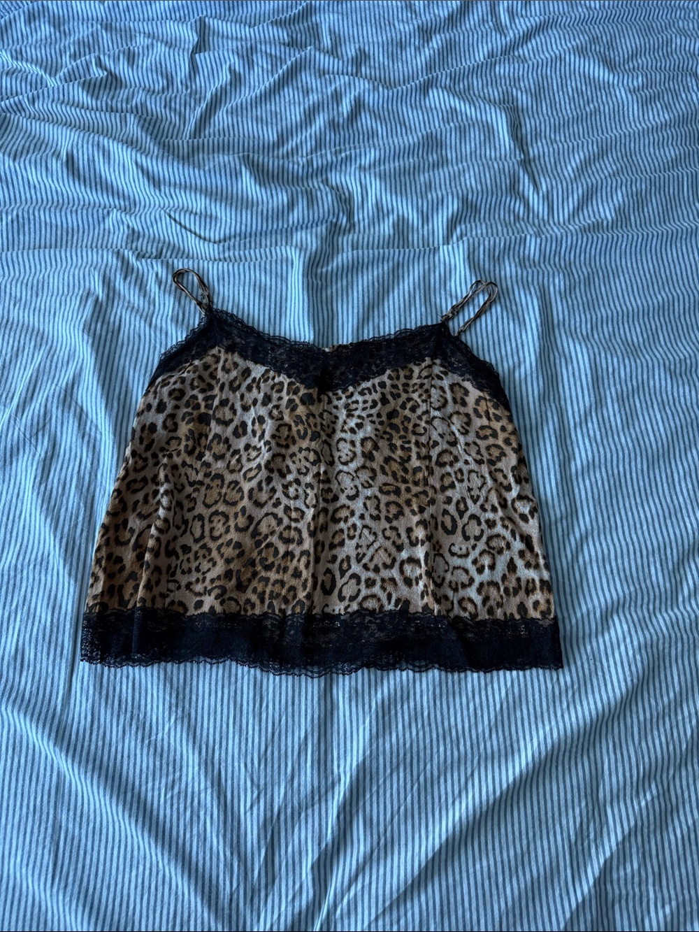 Zara Leopard Print Lace-Trim Cami - Brown & Black